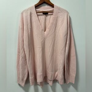 Rag & Bone Oversized Relaxed Fit Soft Pink Cashmere V Neck Long Sleeve Sweater M
